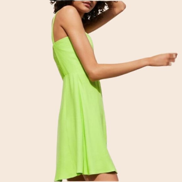 ZARA Bustier Mini Neon Chartreuse Green Dress Size Small - Picture 3 of 14